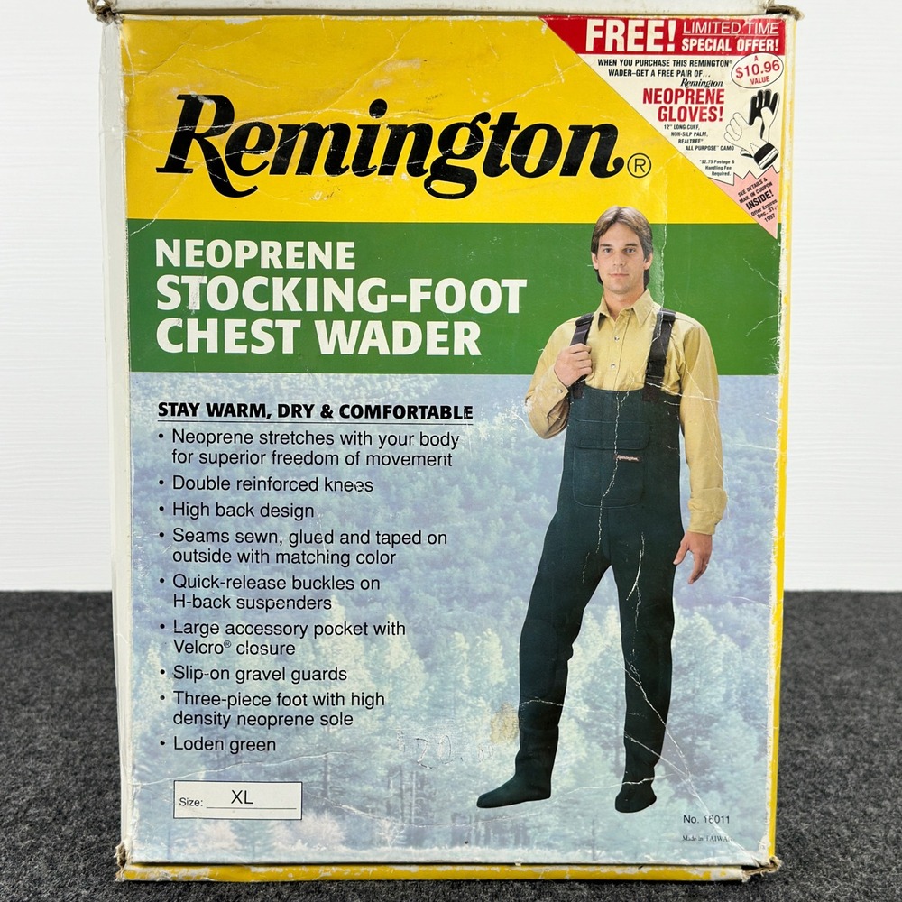 Remington Neoprene Stocking-Foot Chest Waders Loden Green XL 16011 Vintage 1996